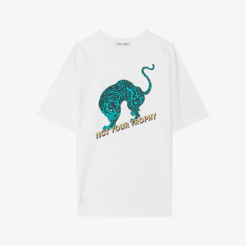 타이거 슬로건 반팔 티셔츠(화이트)-비보트