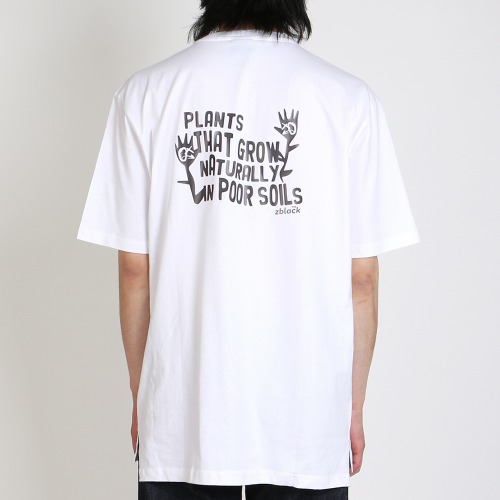 [100% 오가닉] JET PLANT LETTERING 반팔 티셔츠 WHITE - GREY GRAPHIC-비보트