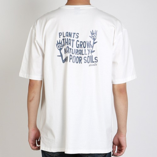 [100% 오가닉] JET PLANT LETTERING 반팔 티셔츠 WHITE - NAVY GRAPHIC-비보트