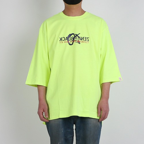 [100% 오가닉] OX EMOJI 7부 티셔츠 NEON GREEN-비보트
