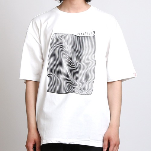 [100% 오가닉] ILLUSION WAVE LINE GRAPHIC 반팔 티셔츠 WHITE-비보트